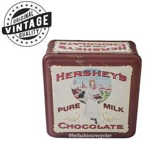 Vintage 1992 Hershey’s Chocolate Tin-Metal Canister with “Hershey Girl” Design